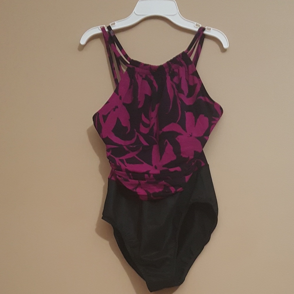 Purple and Black One piece Swimsuit